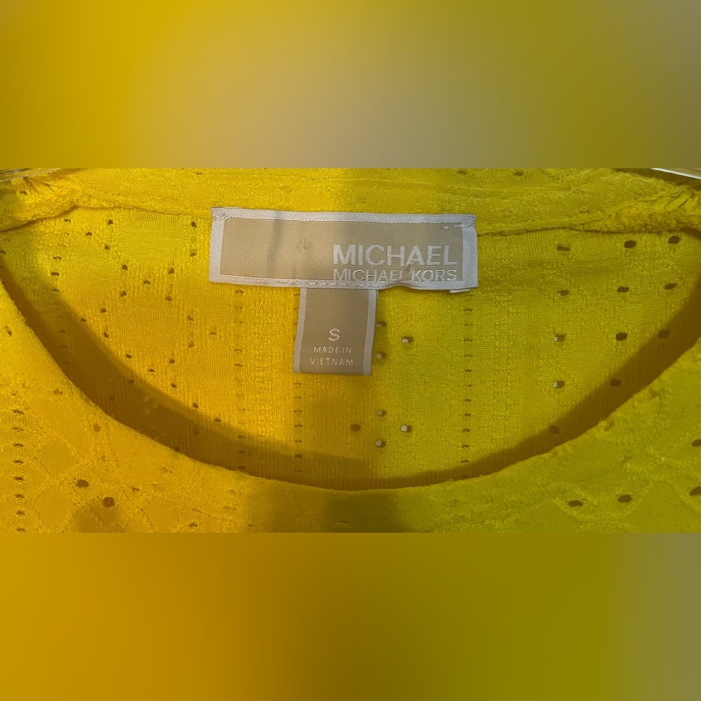 Michael Kors Vibrant Yellow Eyelet Tops Women Size Small - Picture 8 of 10